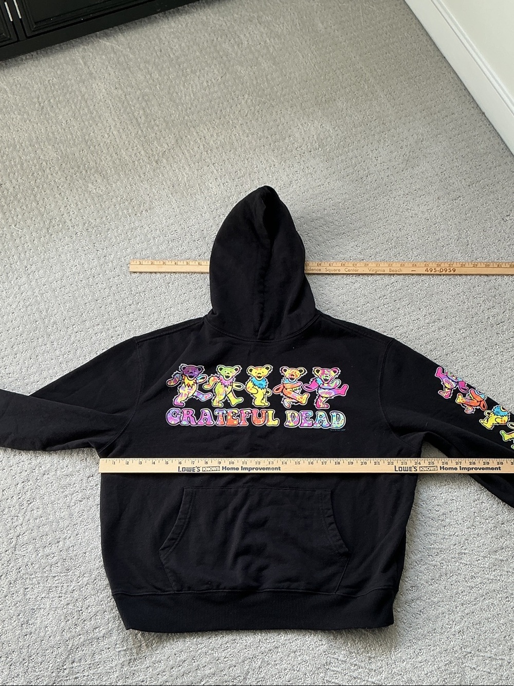 Grateful Dead Black Hoodie with Multicolor Dancing Bears
